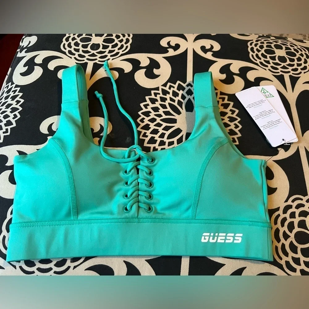 Guess Green Front Lace Sports Bra- size XS - Picture 1 of 5